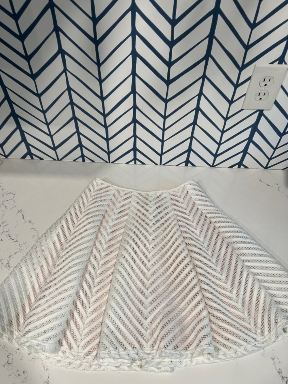 Reiss White Lace Chevron Skirt